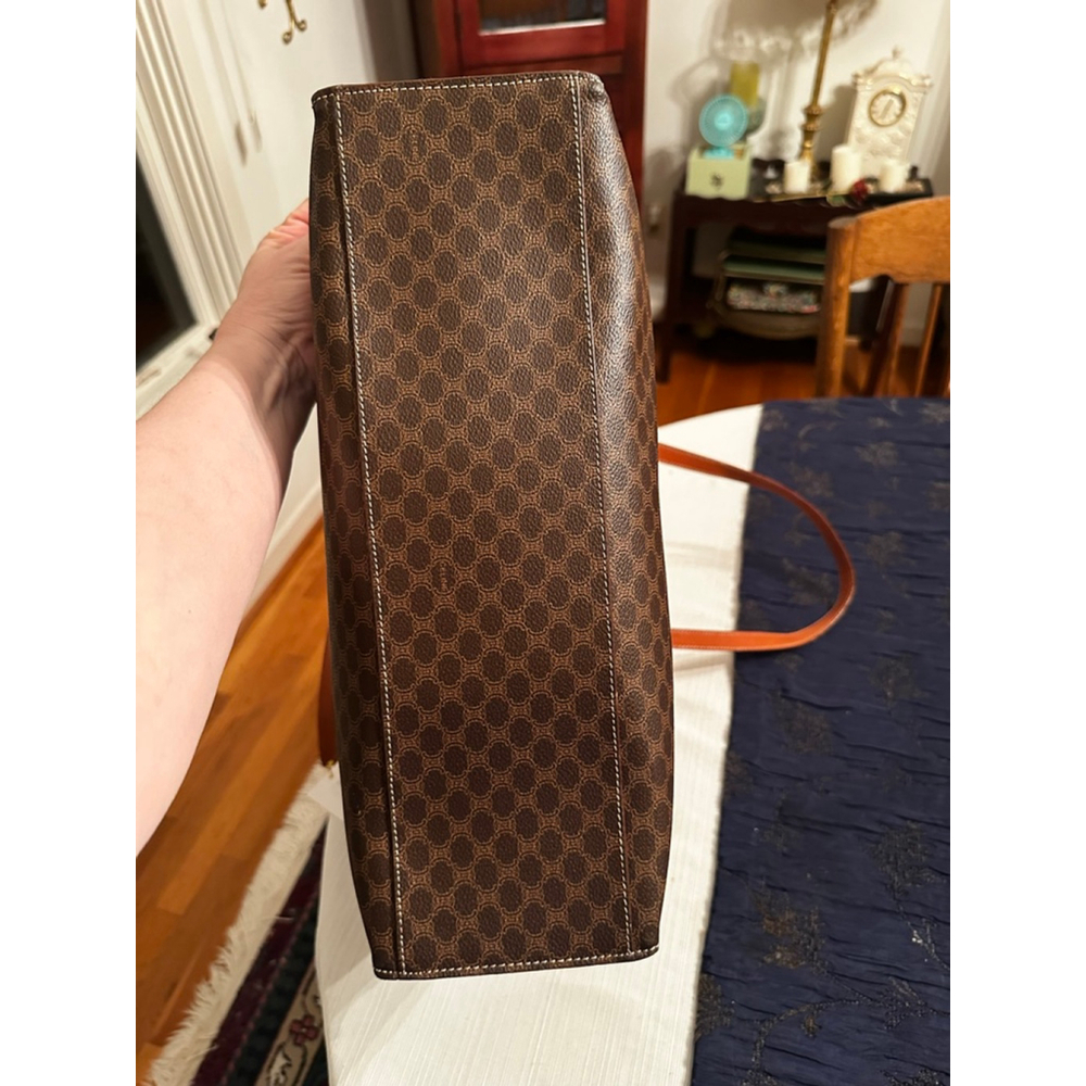 Celine Brown Macadam Monogram Orange Stripe Tote Bag - Picture 12 of 16